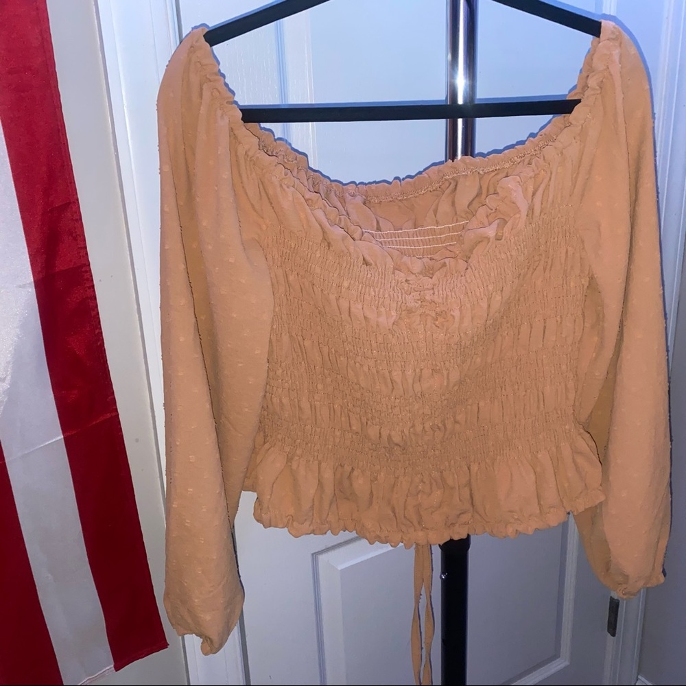 Shein long sleeve off the shoulder crop top